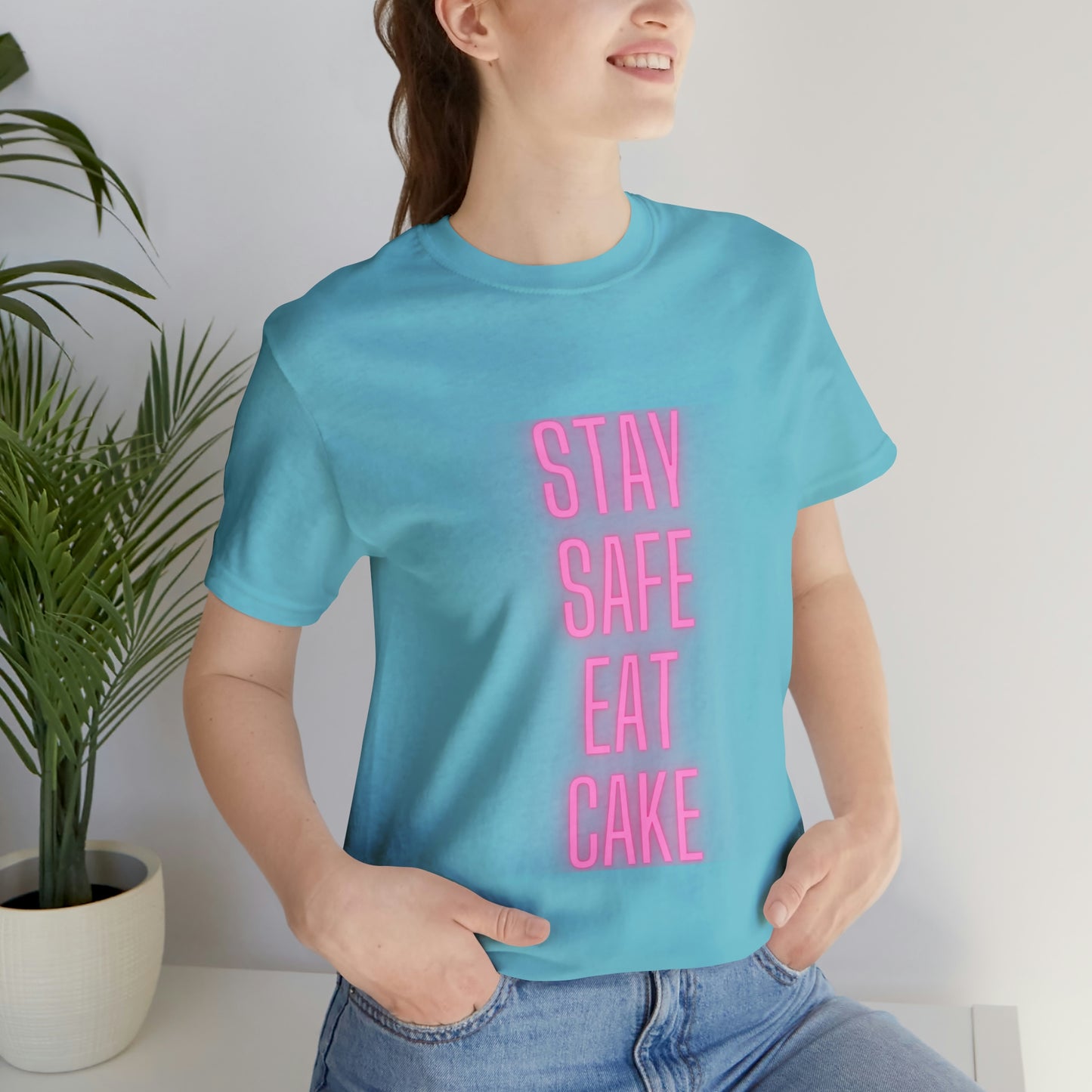 Stay Safe Eat Cake Unisex Jersey Short Sleeve Tee