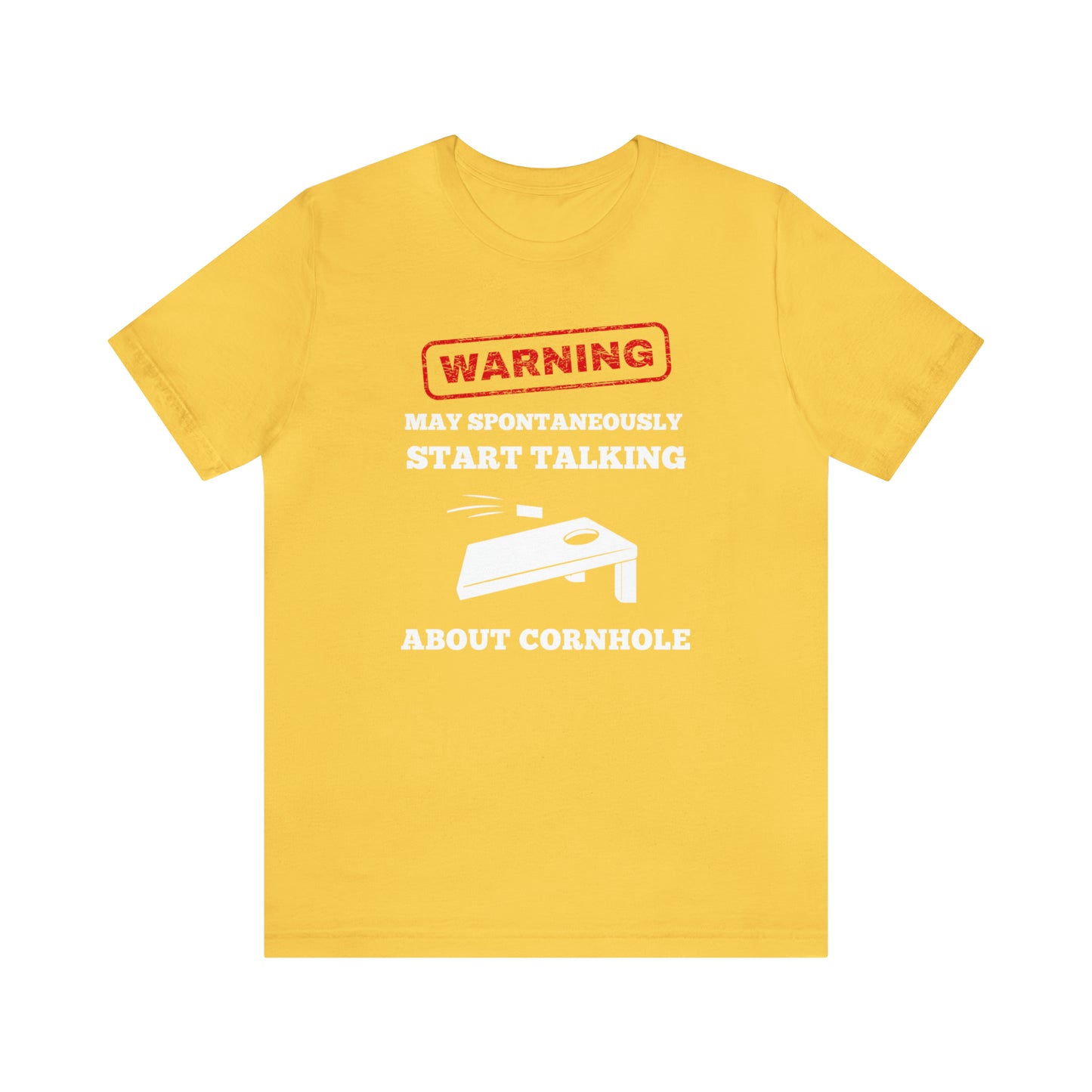 Warning! May Spontaneously Start Talking About Cornhole Unisex Jersey Short Sleeve Tee