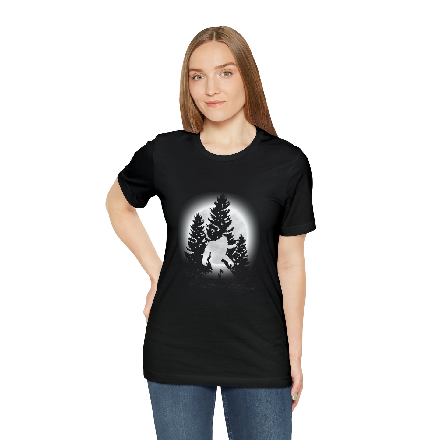 Bigfoot in Moonlight Unisex Jersey Short Sleeve Tee