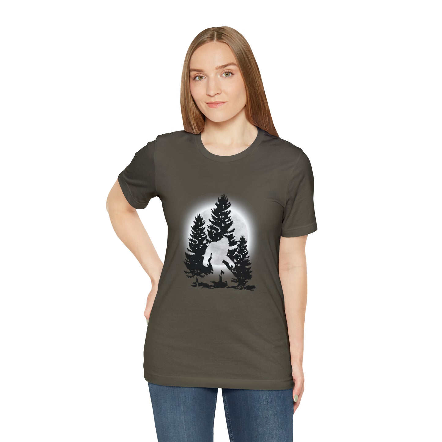 Bigfoot in Moonlight Unisex Jersey Short Sleeve Tee